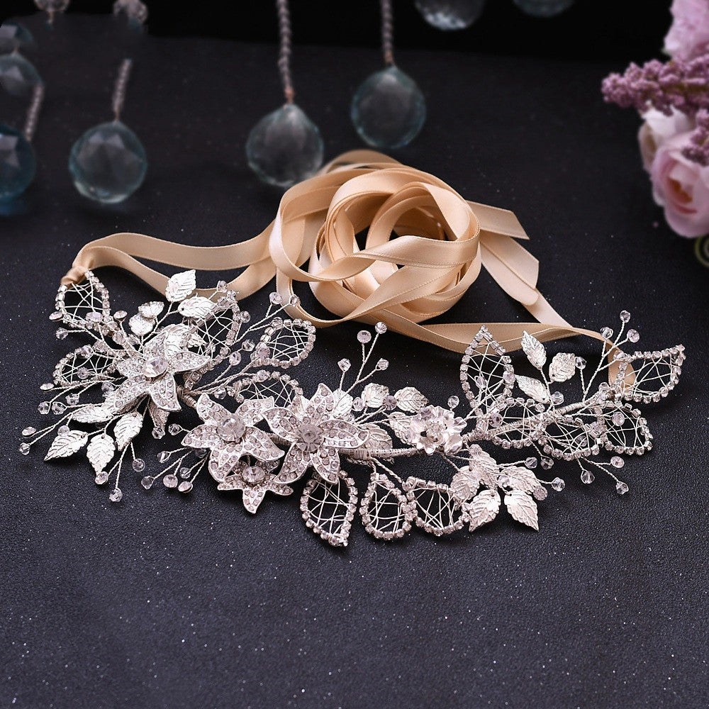 Light Luxury Alloy Flower Wedding Dress Belt