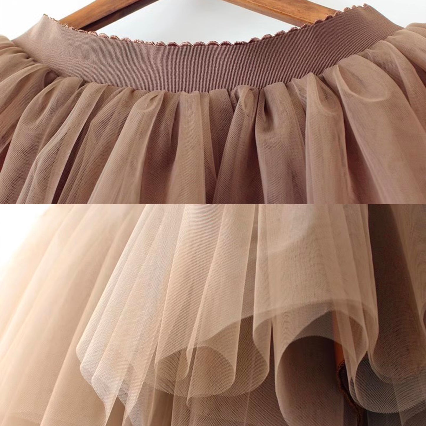 Black Tulle-Layered High-Waist A-Line Skirt, Women's Tutu Skirt Mesh Splicing Skirt Multi-layer Cake A-line Pleated Skirt Fairy Skirt (China)