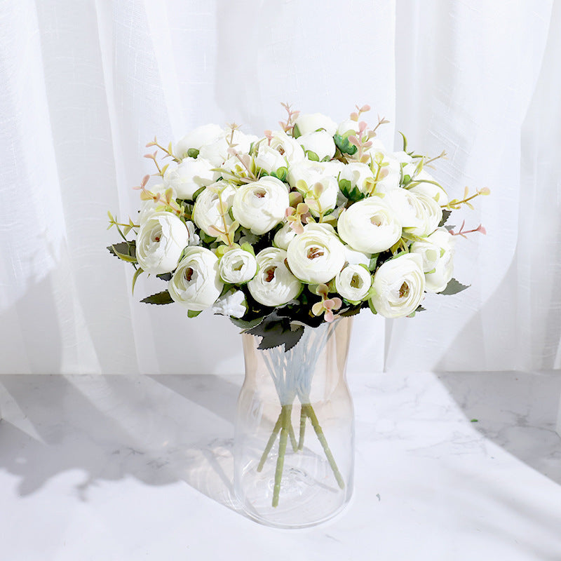 5-branch Rose Camellia Silk Flower Wedding Decoration Fake Flower Props