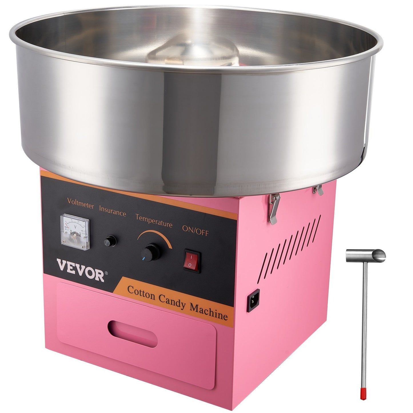 VEVOR Electric Cotton Candy Machine, 1000W Candy Floss Maker, Commercial Cotton Candy Machine With Stainless Steel Bowl, Sugar Scoop, And Drawer, Perfect For Home Kids Birthday, Family Party Pink