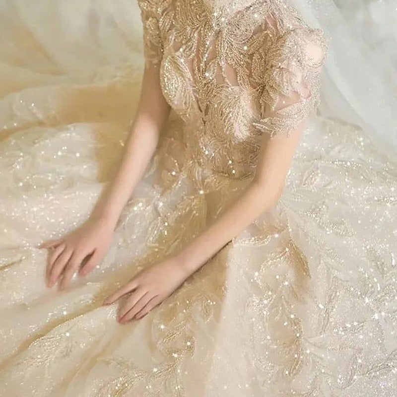 Retro Wedding Dress Style Main Yarn New Bridal French Slimming Small Man