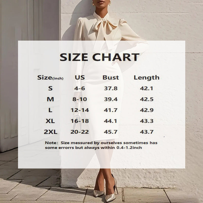 Women's Elegant Solid Stand Collar Long Sleeve Dress With Bow Detail Hem Slit Formal Midi Dress For Spring&Fall