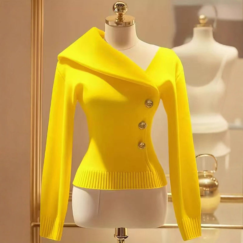 Women's One Off Shoulder Y2K Blouse, Long Sleeve Slim Fit Elegant Top