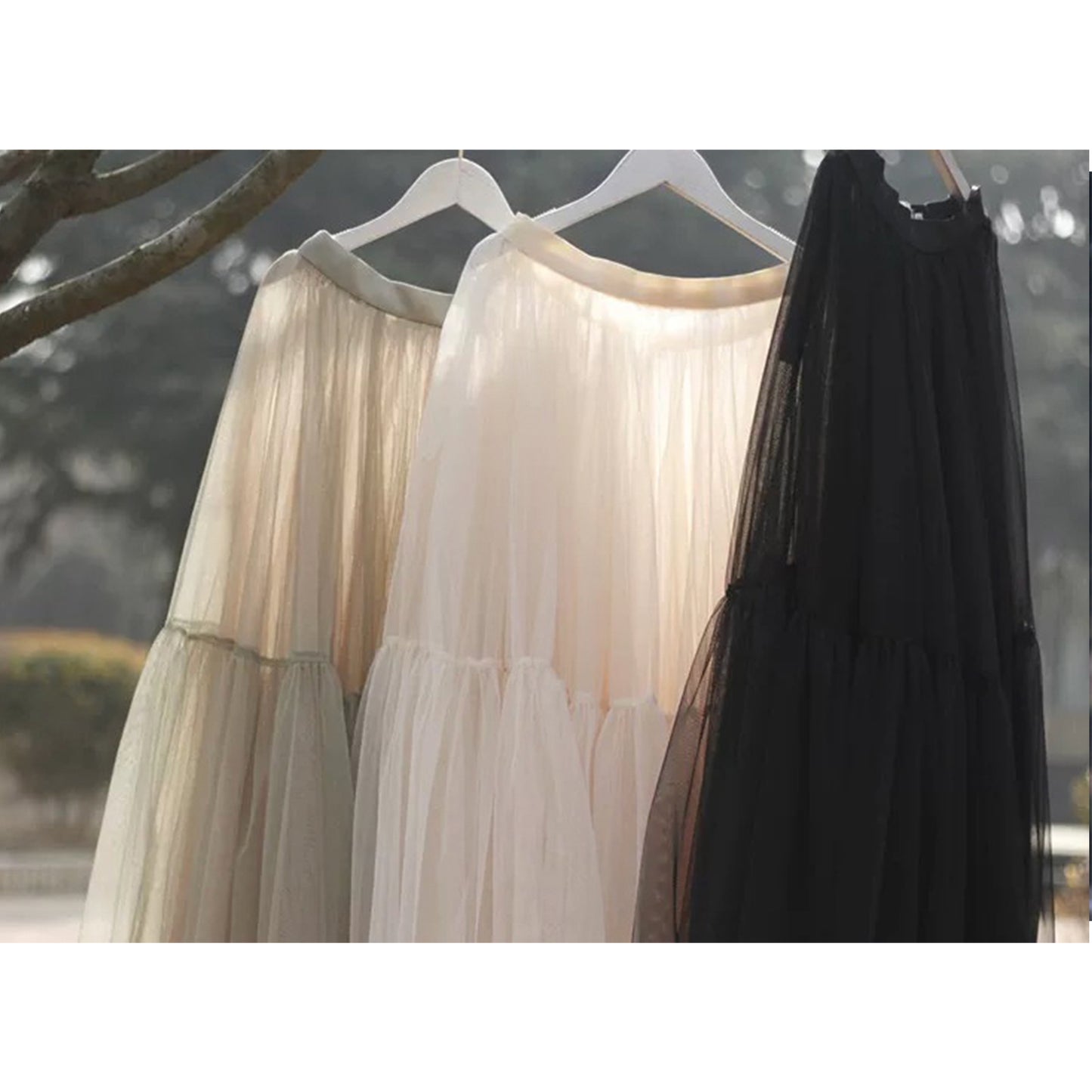 Black Mesh Maxi Hem Skirt, Maxi Dress, Mid-length Skirt, Design Sense Gauze Skirt, Big Swing Skirt, Spring Clothing, Womens Clothing (China)