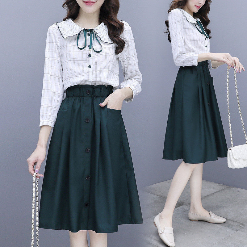 Women's New Long Sleeve Vintage Doll Collar Shirt Dress