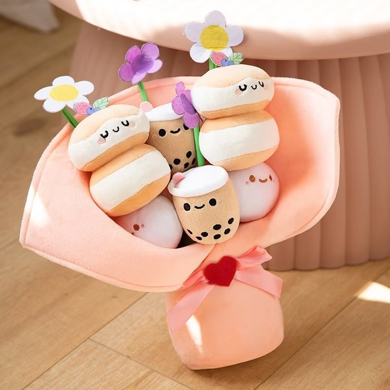 Creative Milk Tea Bouquet Pillow Plush Toy