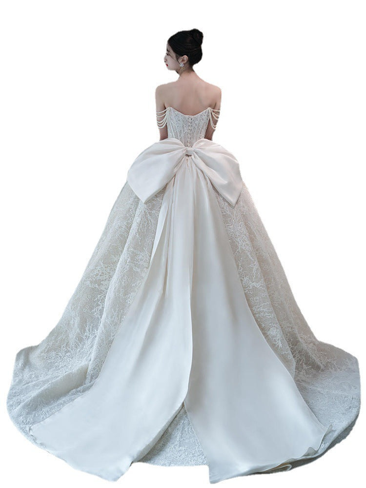 Pearled Wedding Bridal French Light Dress