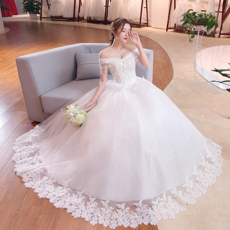 Wedding Dress Bridal Lace Plus Size Thin Shoulder