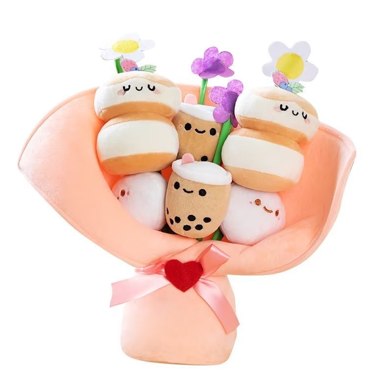 Creative Milk Tea Bouquet Pillow Plush Toy
