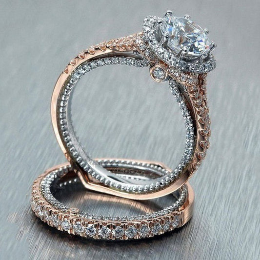 New 14k Rose Gold Round Diamond Separation Ring