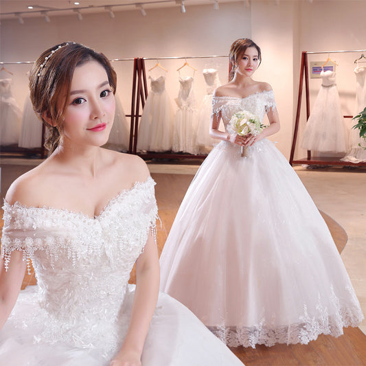 Wedding Dress Bridal Lace Plus Size Thin Shoulder