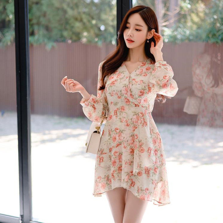 Fashionable Personality Feminine Print Chiffon Dress