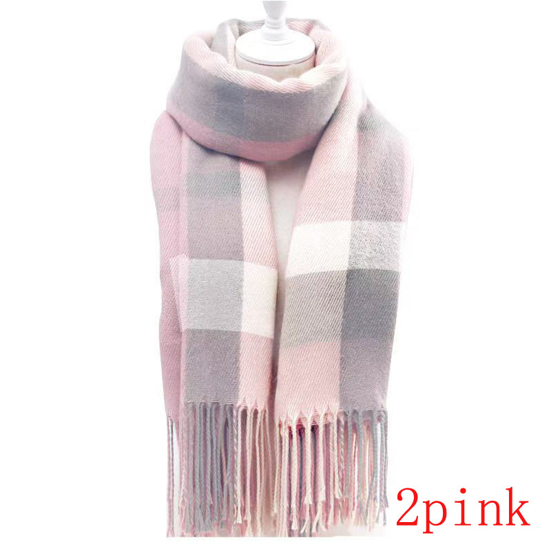 Couple Winter Scarf - Thick Warm Polyester Tassel Shawl Wrap, 180x70cm Unisex Scarves For Women & Men, Christmas Thanksgiving Gift