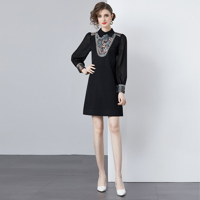 Machine Embroidery Temperament Dress Women