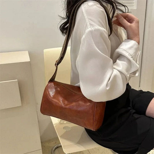 Handbags For Women Shoulder Tote Work Bags Vintage PU Leather Boston Women Small Handbag And Purse Fashion Designer Crossbody Bag Female Casual Travel Pillow Shoulder Bag (China)