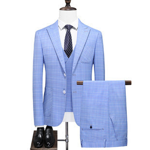 Foreign Trade Men's Suit Men's Three Piece Suit Groom Wedding Dress Thin Business Leisure Slim Fit Suit Trendy
