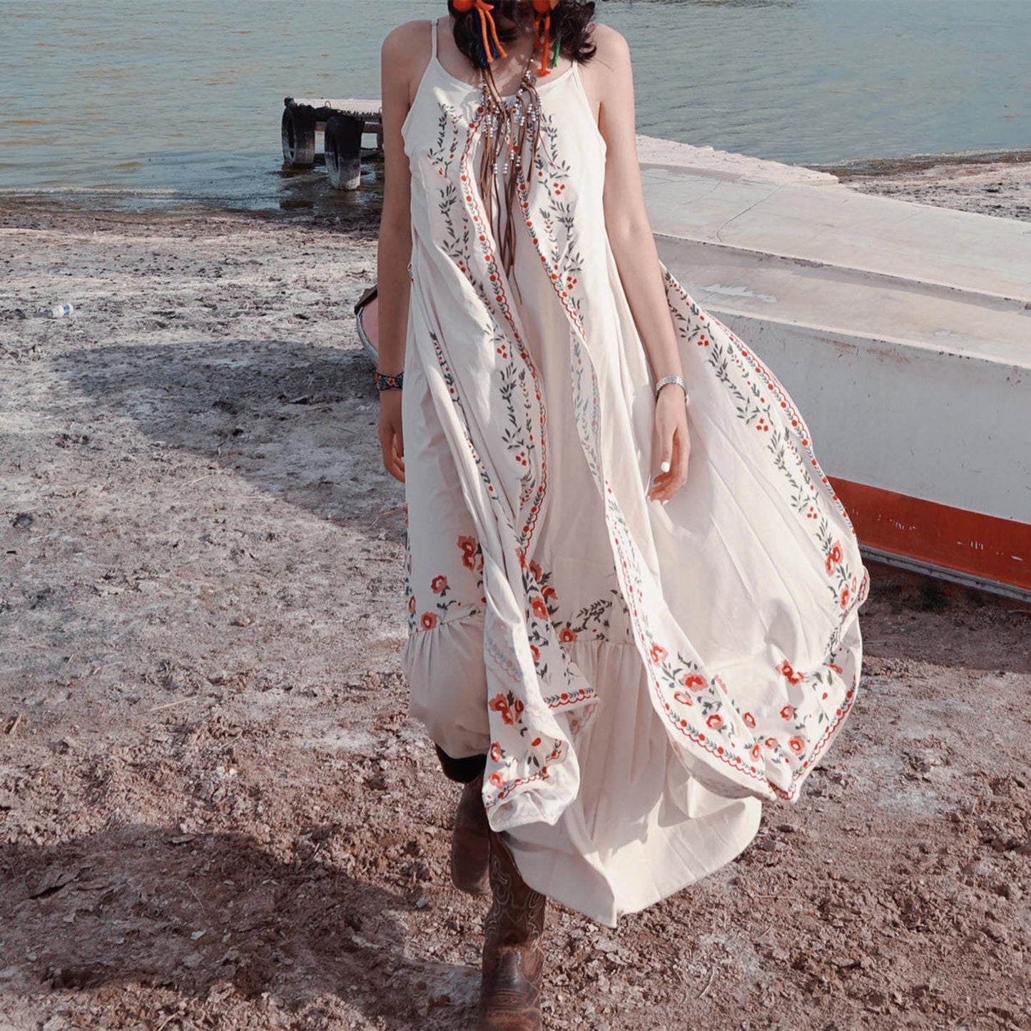 Bohemian Beige Dress For Women