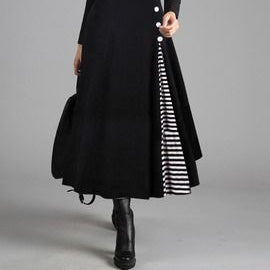 New style striped stitching doll collar large hem dress