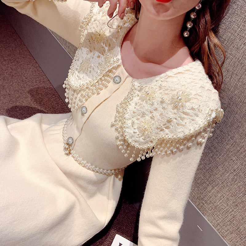 Sweet Doll Collar Long Sleeve Mid Length Dress