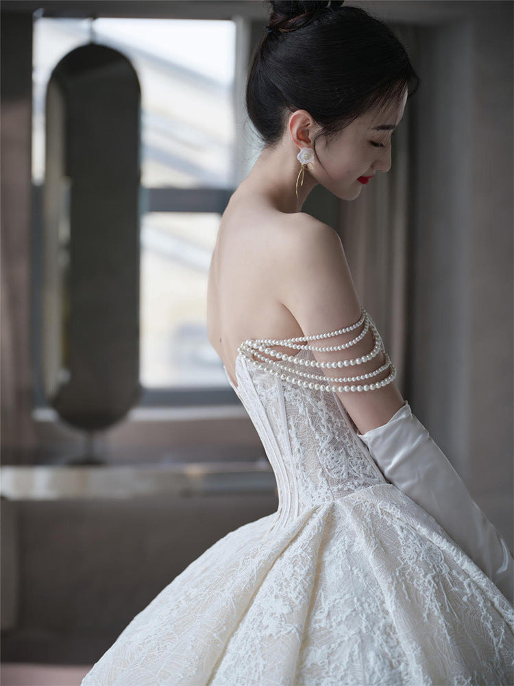 Pearled Wedding Bridal French Light Dress