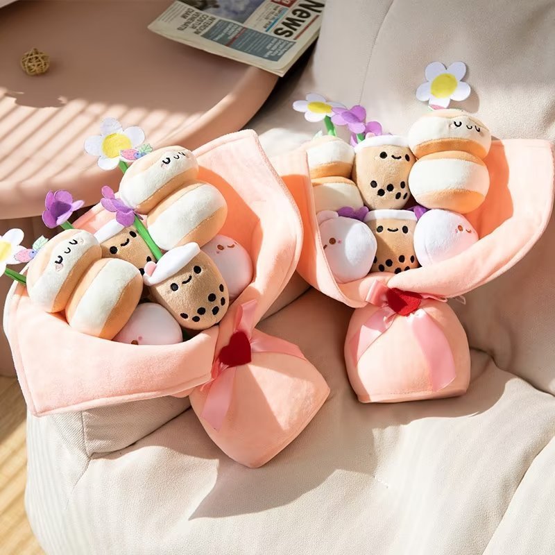 Creative Milk Tea Bouquet Pillow Plush Toy