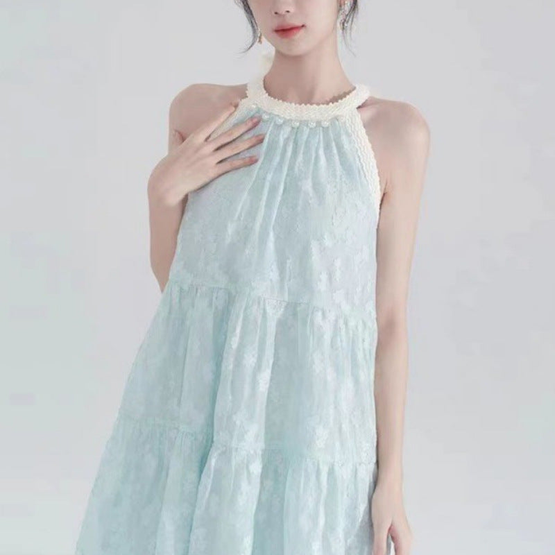 Mori Style Doll Green Lace Stitching Halter Dress