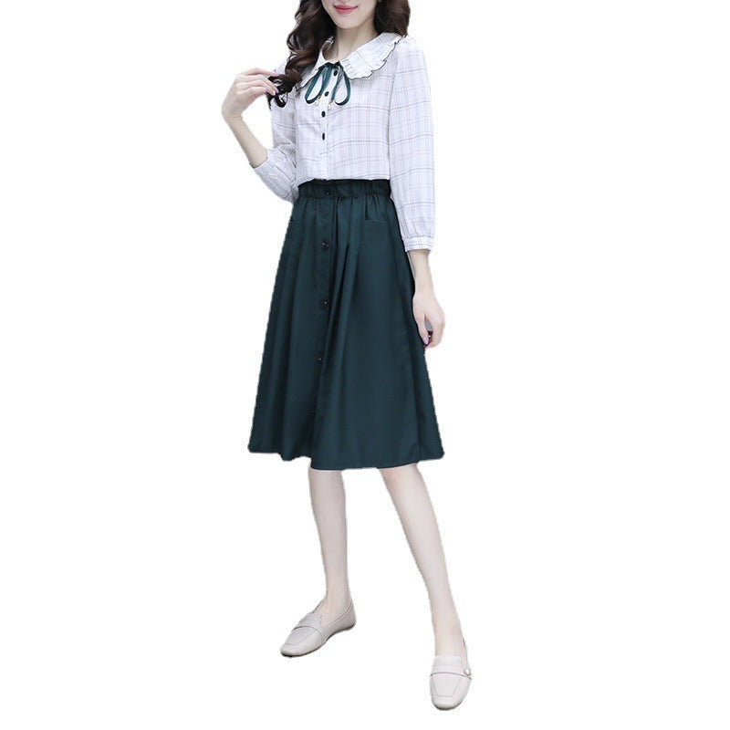 Women's New Long Sleeve Vintage Doll Collar Shirt Dress