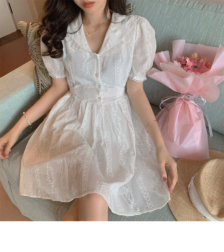 Lace Edge Doll Collar Temperament Dress Women