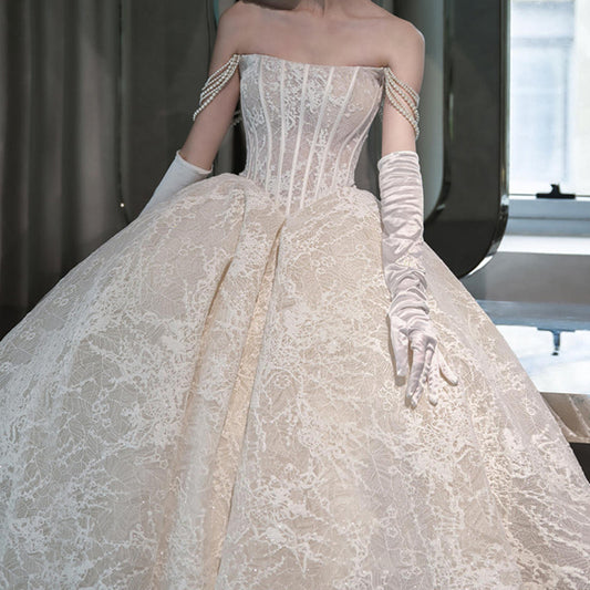 Pearled Wedding Bridal French Light Dress