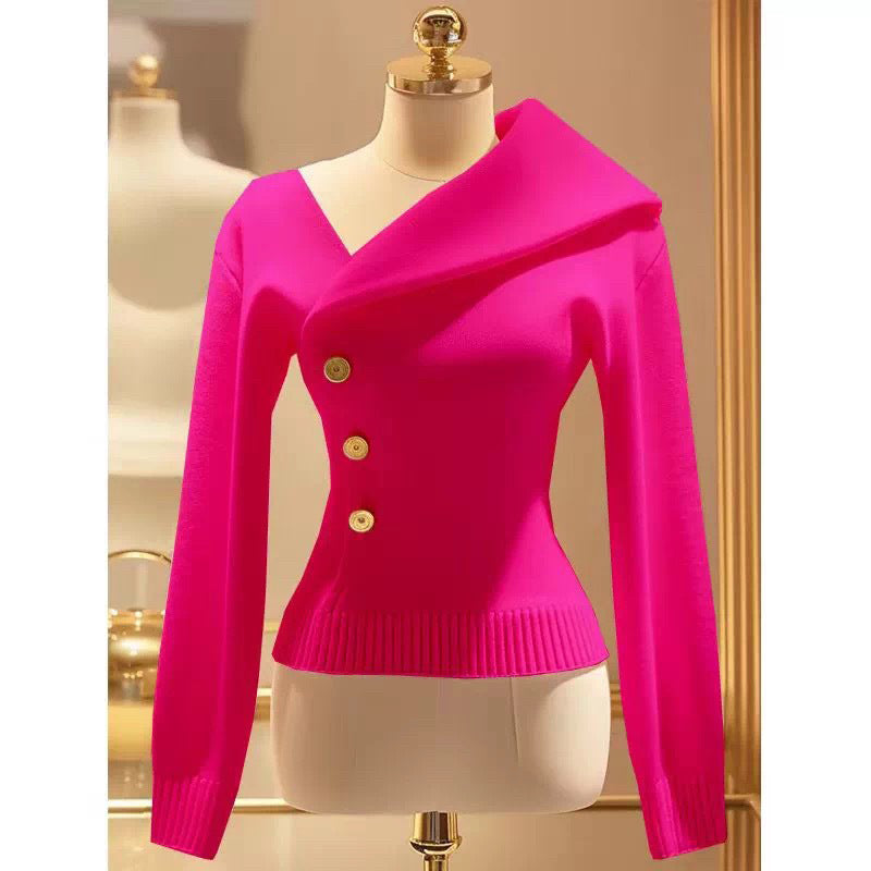 Women's One Off Shoulder Y2K Blouse, Long Sleeve Slim Fit Elegant Top