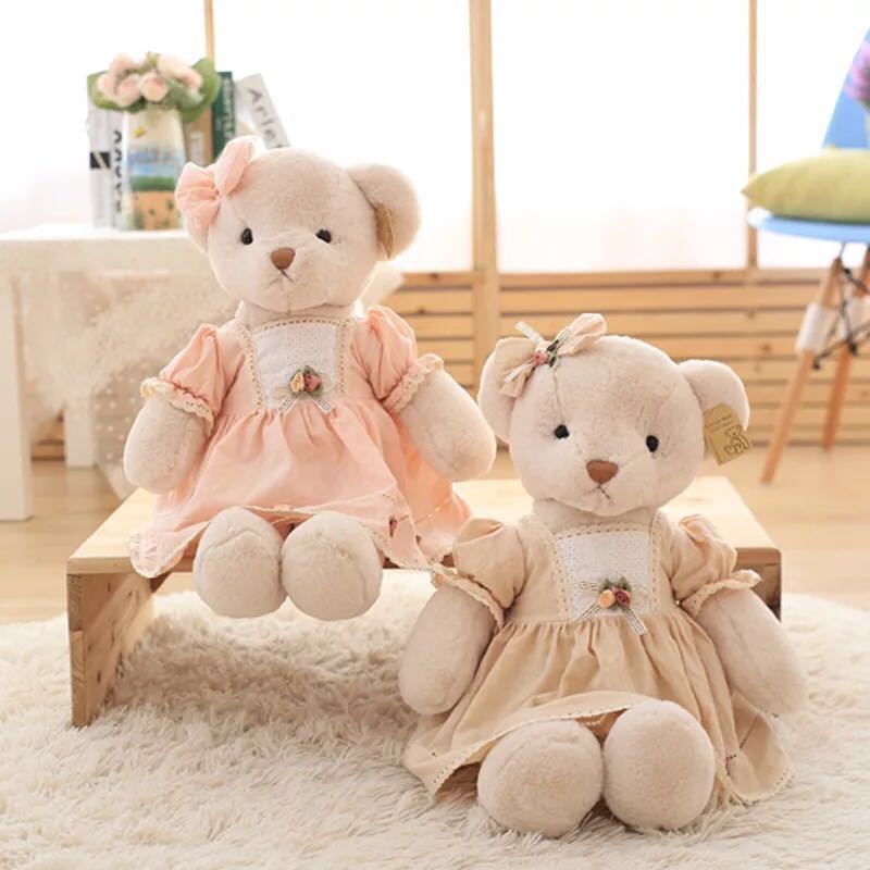 Cute Doll In Princess Dress With Teddy Bear