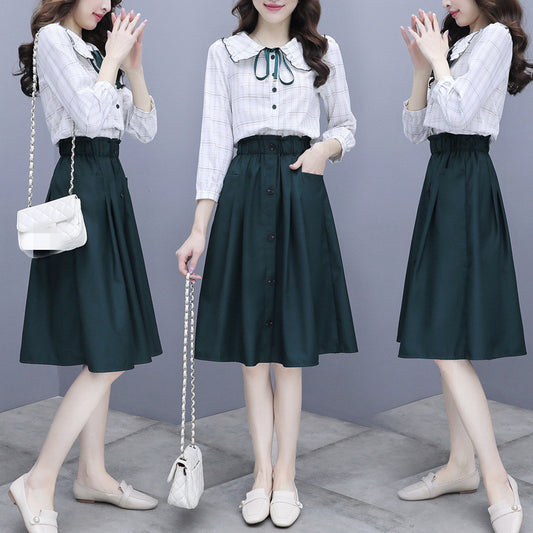 Women's New Long Sleeve Vintage Doll Collar Shirt Dress