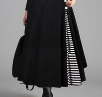 New style striped stitching doll collar large hem dress