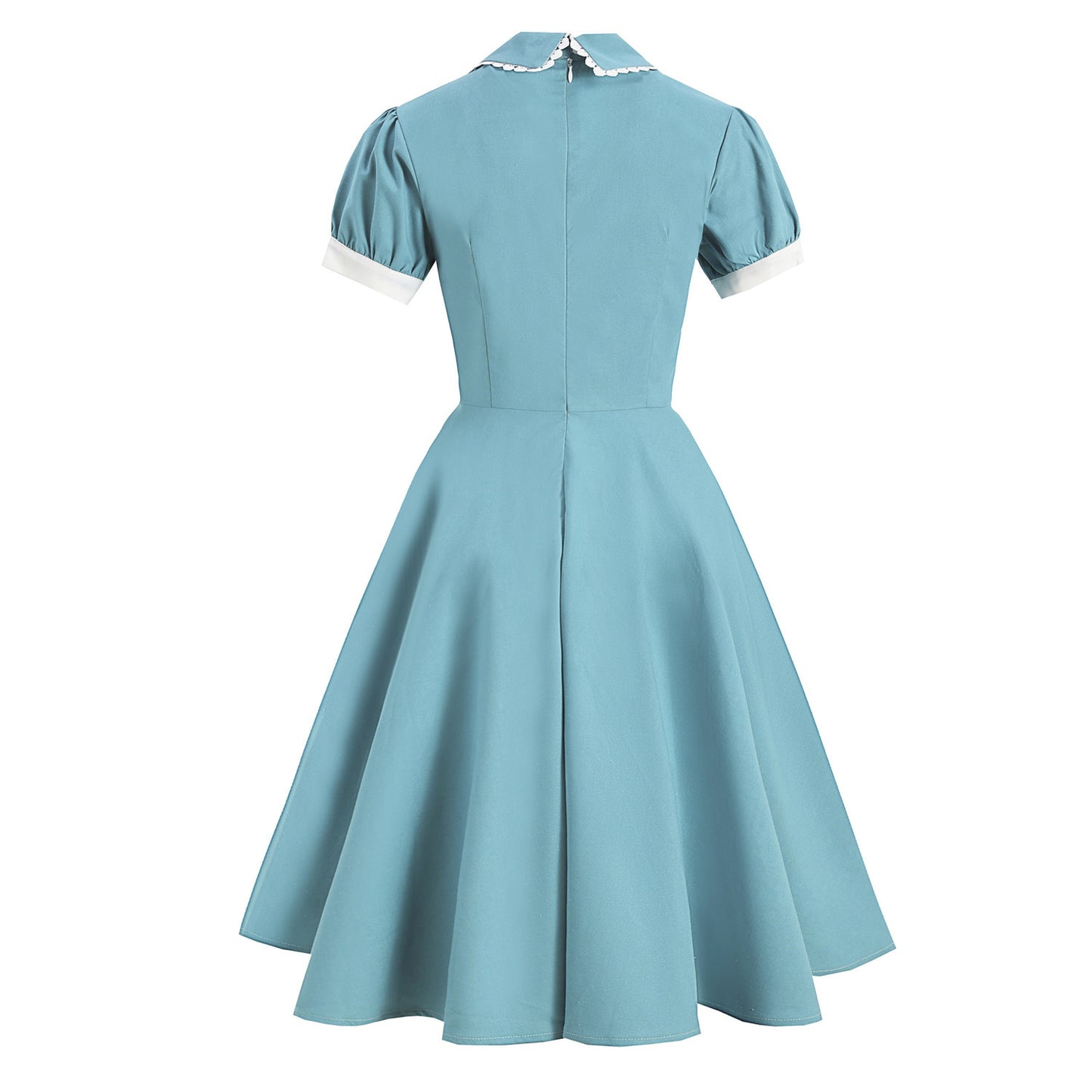 Green Doll Collar Lace Short-sleeved Costume Women's Swing Dress