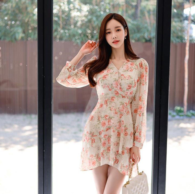 Fashionable Personality Feminine Print Chiffon Dress