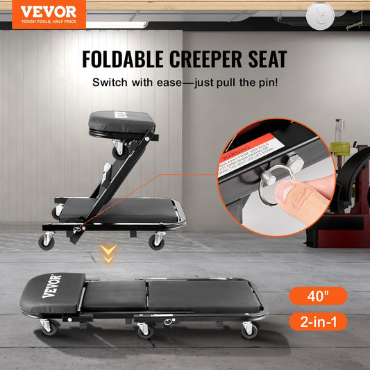 40 In Foldable Z Garage Creeper Mechanic Creeper Stool 450 Lbs Capacity
