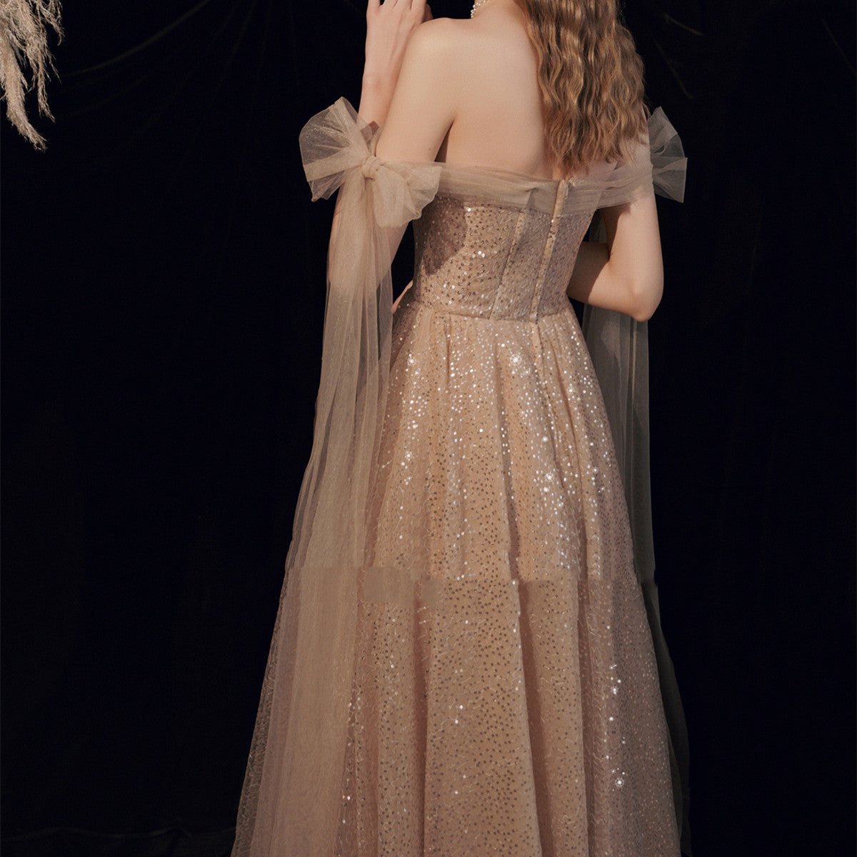 Women's glitter mesh nude dress