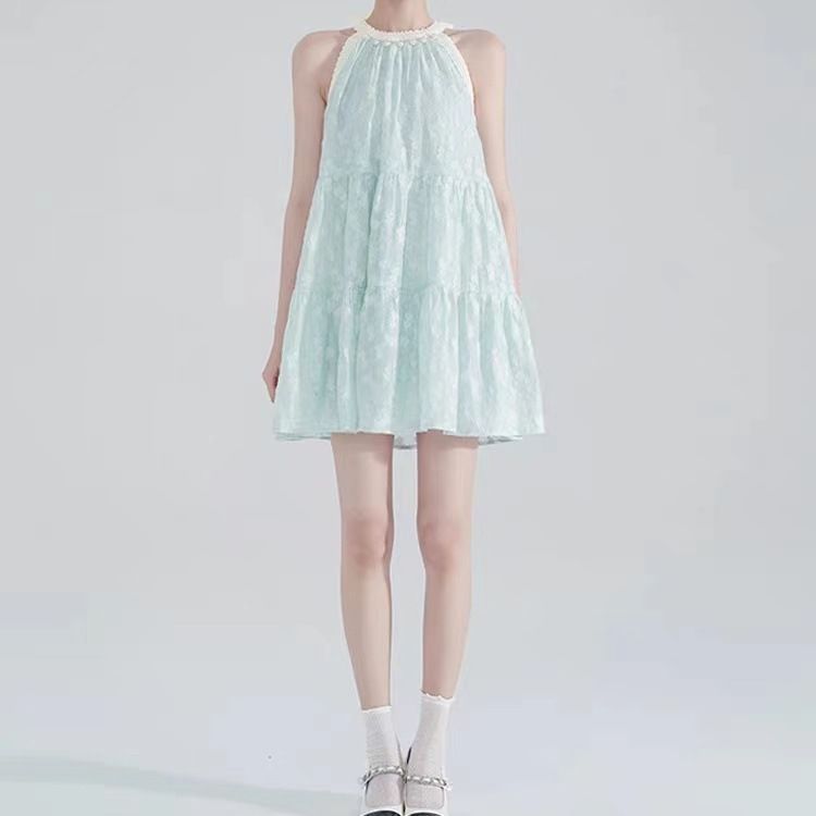 Mori Style Doll Green Lace Stitching Halter Dress