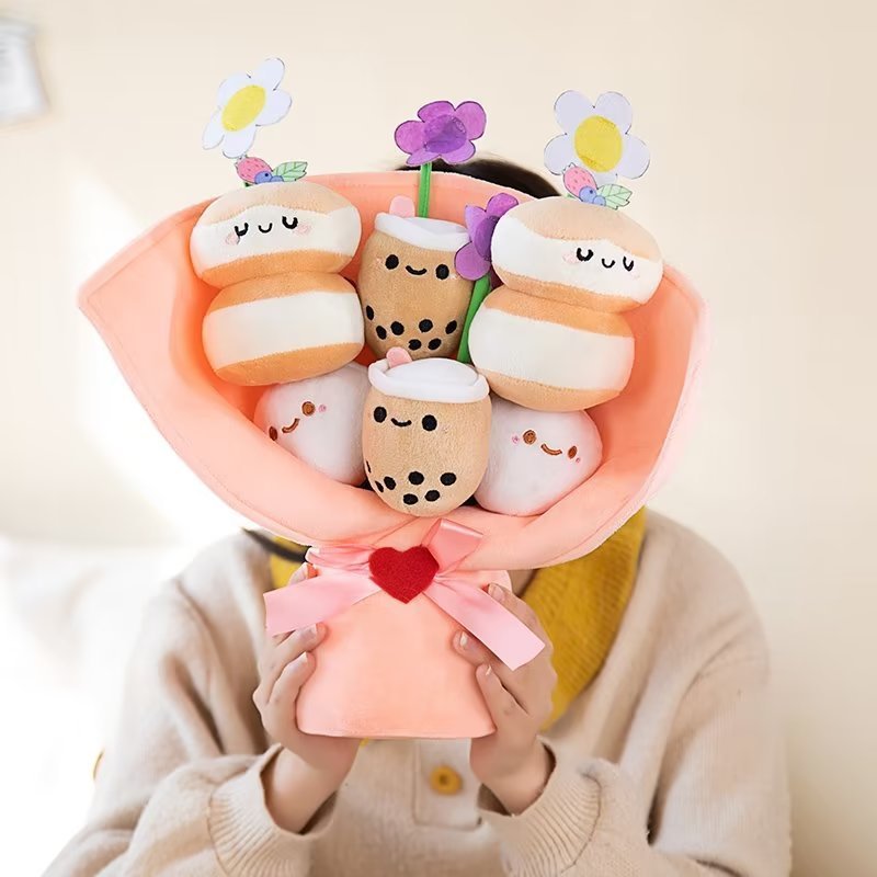 Creative Milk Tea Bouquet Pillow Plush Toy