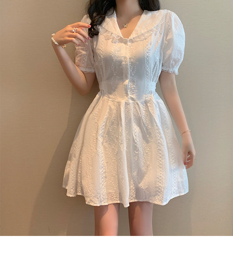 Lace Edge Doll Collar Temperament Dress Women