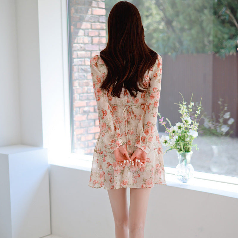 Fashionable Personality Feminine Print Chiffon Dress