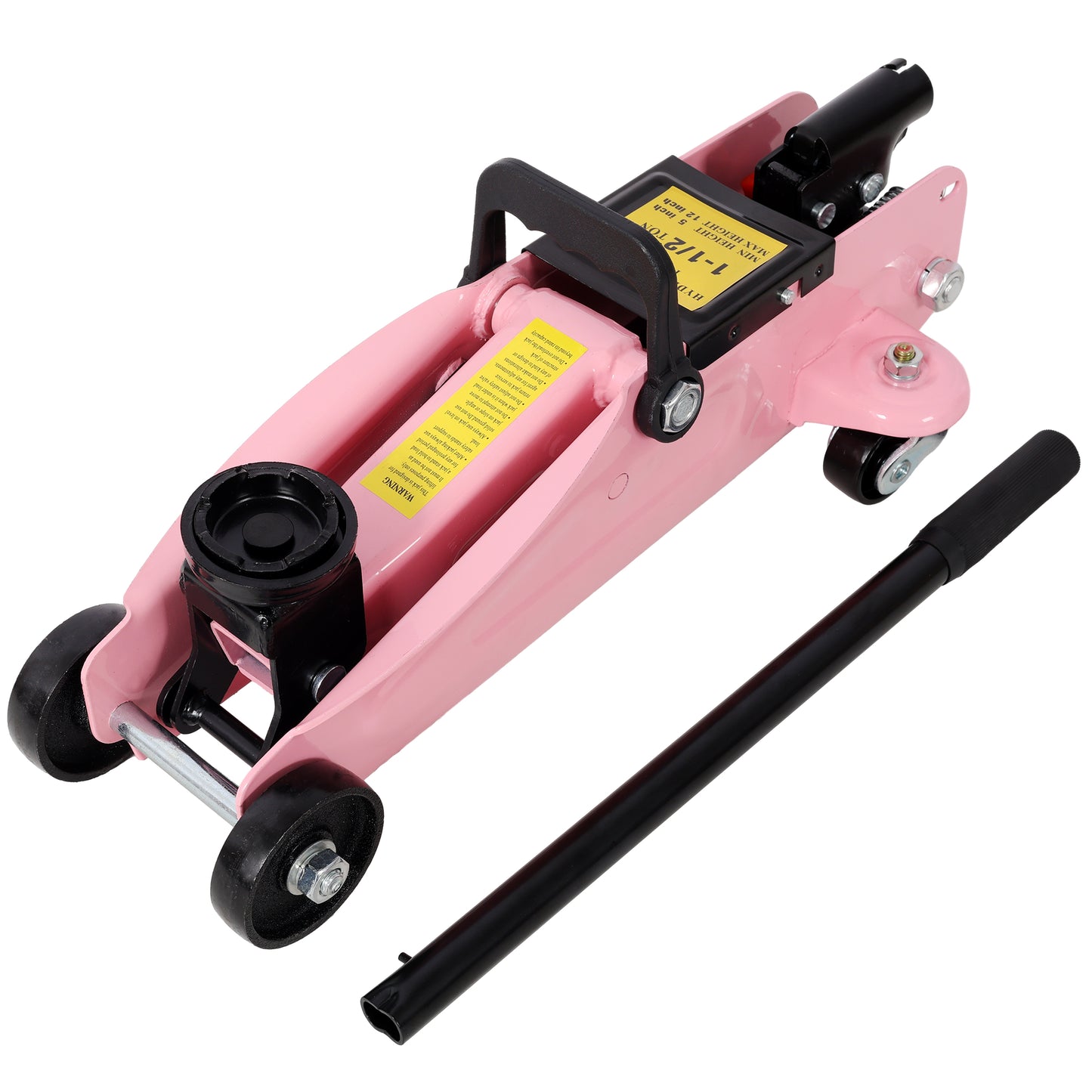 1.5 Ton Low Profile Hydraulic Trolle,Steel Racing Floor Jack,Lifting Range 5-11.8, With Plastic Case,Pink Color