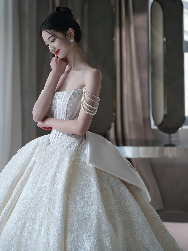 Pearled Wedding Bridal French Light Dress