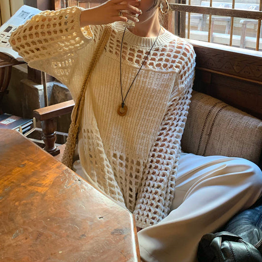 Elegant French Lace Knit Dress, Mandarin Collar Tunic For Layering, Resort Wear (China)