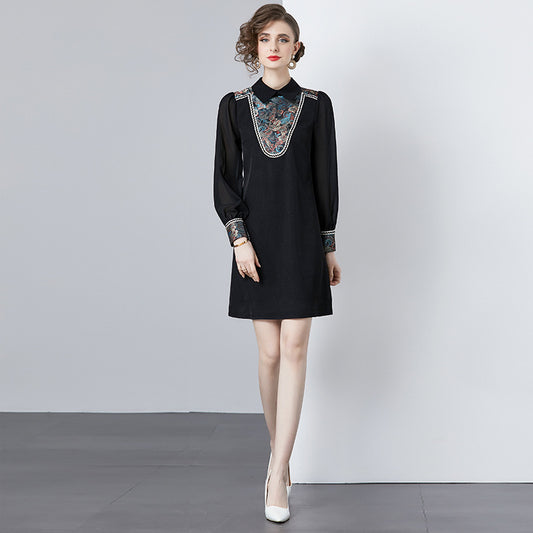 Machine Embroidery Temperament Dress Women