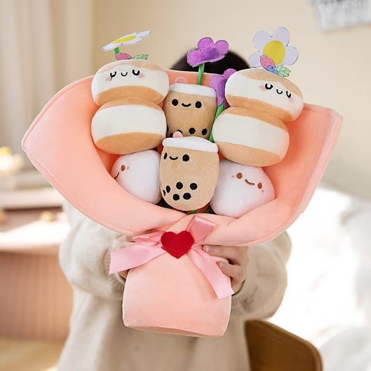 Creative Milk Tea Bouquet Pillow Plush Toy