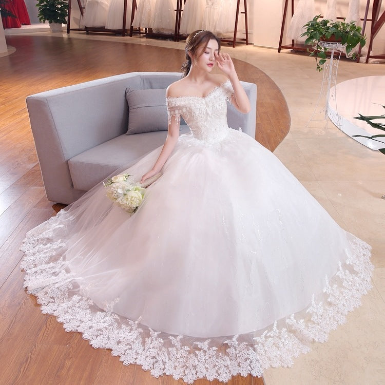 Wedding Dress Bridal Lace Plus Size Thin Shoulder
