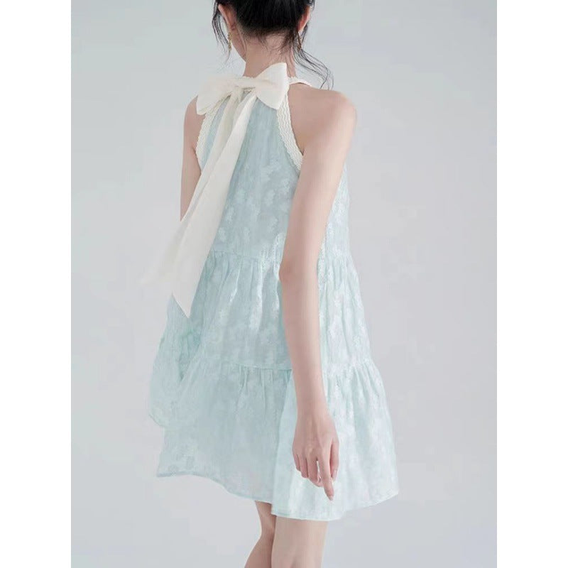 Mori Style Doll Green Lace Stitching Halter Dress