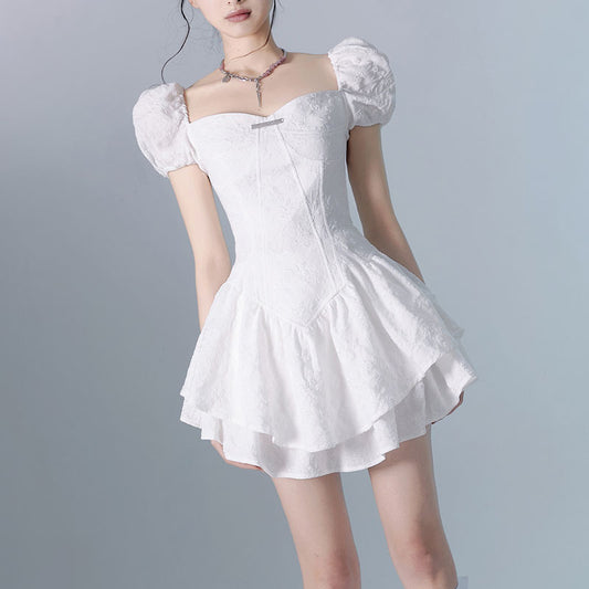 Lace Doll Skirt Puff Sleeve Short Princess Puffy Two-piece Dress