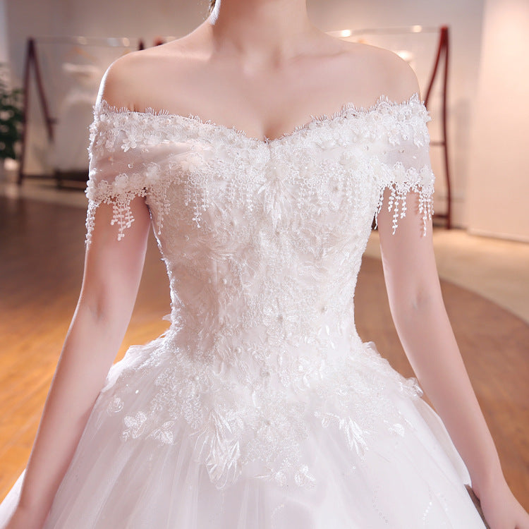Wedding Dress Bridal Lace Plus Size Thin Shoulder